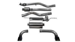 BMW 335i Performance Exhaust - Rear - CORSA Performance - Cat Back, Touring, Dual Rear Exit, Single 3.5in Tip - Black - `12-`17